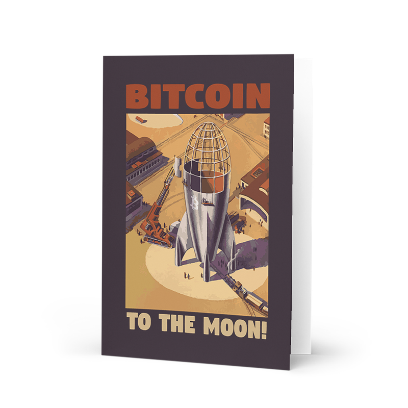 Bitcoin to the Moon Greeting Card