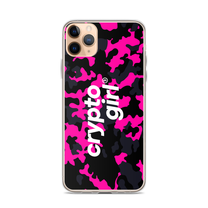 iphone case iphone 11 pro max case on phone 623717183b590 - Crypto Girl Pink Camouflage iPhone Case