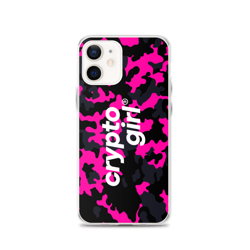 iphone case iphone 12 case on phone 623717183b627 - Crypto Girl Pink Camouflage iPhone Case
