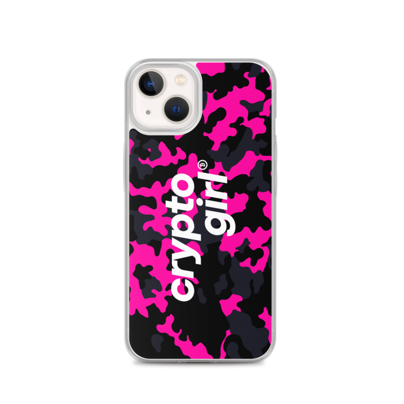 iphone case iphone 13 case on phone 623717183ba07 - Crypto Girl Pink Camouflage iPhone Case