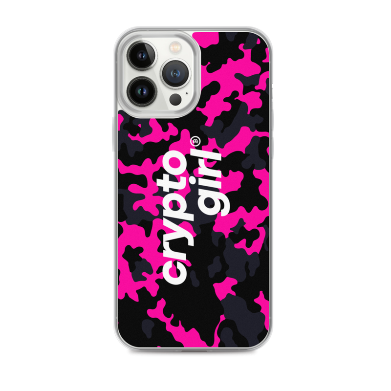 iphone case iphone 13 pro max case on phone 623717183b329 - Crypto Girl Pink Camouflage iPhone Case