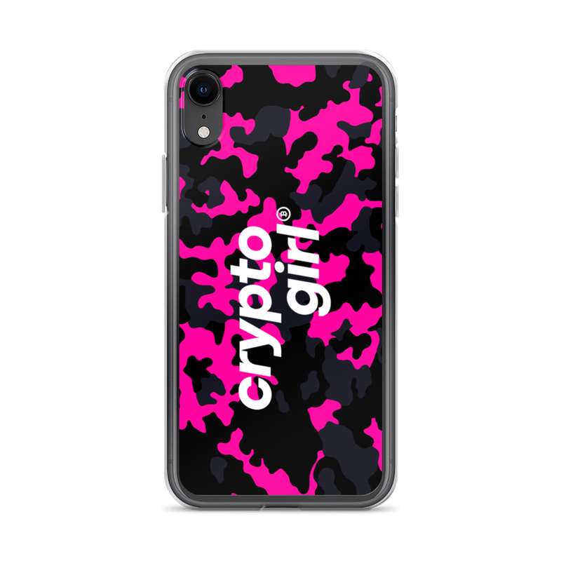 iphone case iphone xr case on phone 623717183bb26 - Crypto Girl Pink Camouflage iPhone Case