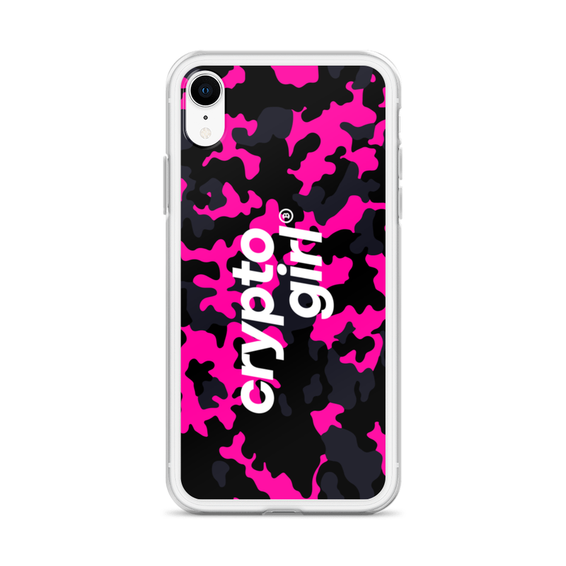 iphone case iphone xr case on phone 623717183bb74 - Crypto Girl Pink Camouflage iPhone Case