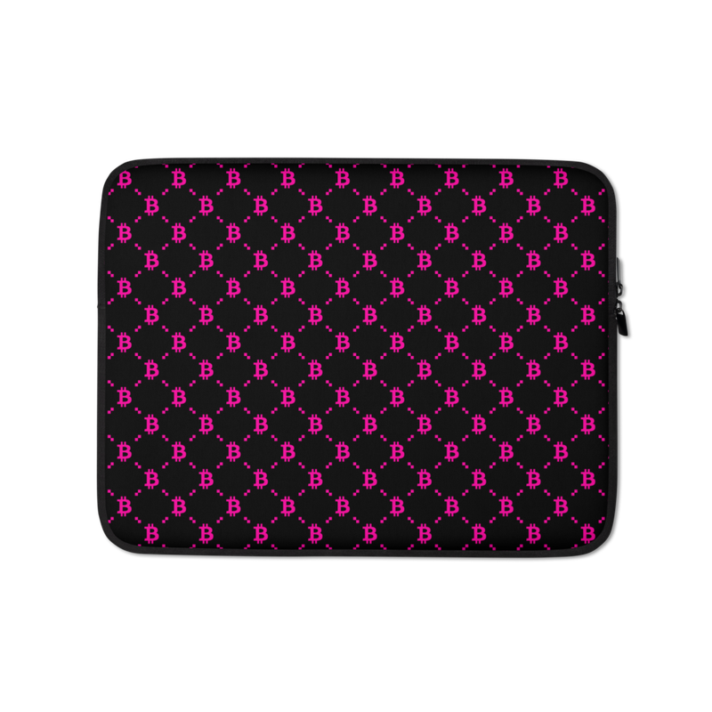 laptop sleeve 13 front 622ccdfa6a227 - Bitcoin Black & Pink Fashion Laptop Sleeve