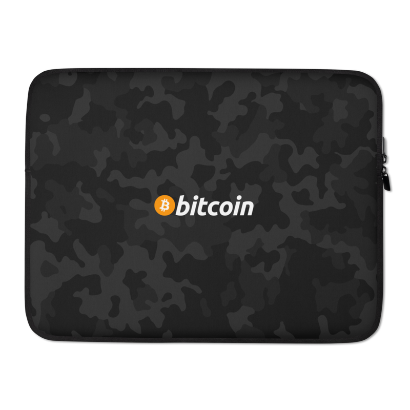 laptop sleeve 15 front 622ccf3e3d7c6 - Bitcoin Black Camouflage Laptop Sleeve