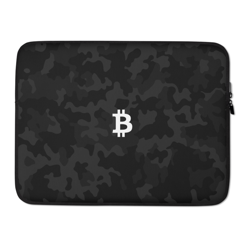 Bitcoin Logo Black Camouflage Laptop Sleeve - 