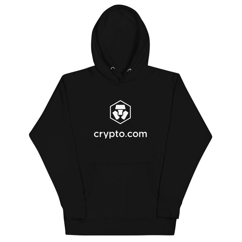 unisex premium hoodie black front 62376c2a5def1 - Crypto.com White Logo Hoodie