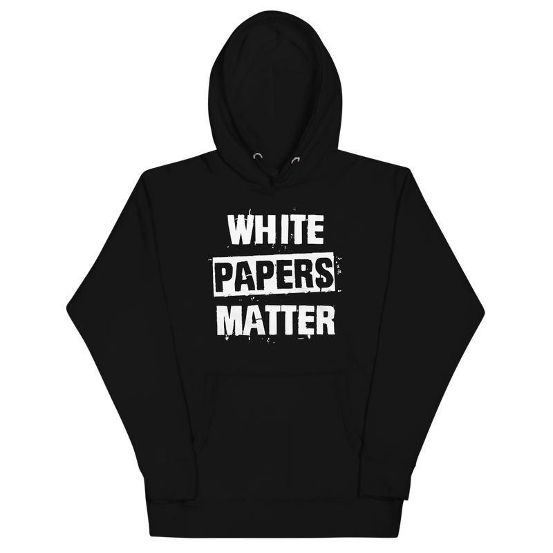 unisex premium hoodie black front 6245f770ace5c - White Papers Matter Hoodie