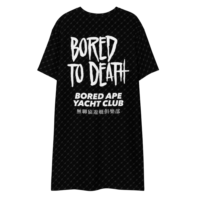 all over print t shirt dress white back 625ddb7b75ad7 - BAYC x Bored to Death T-shirt Dress