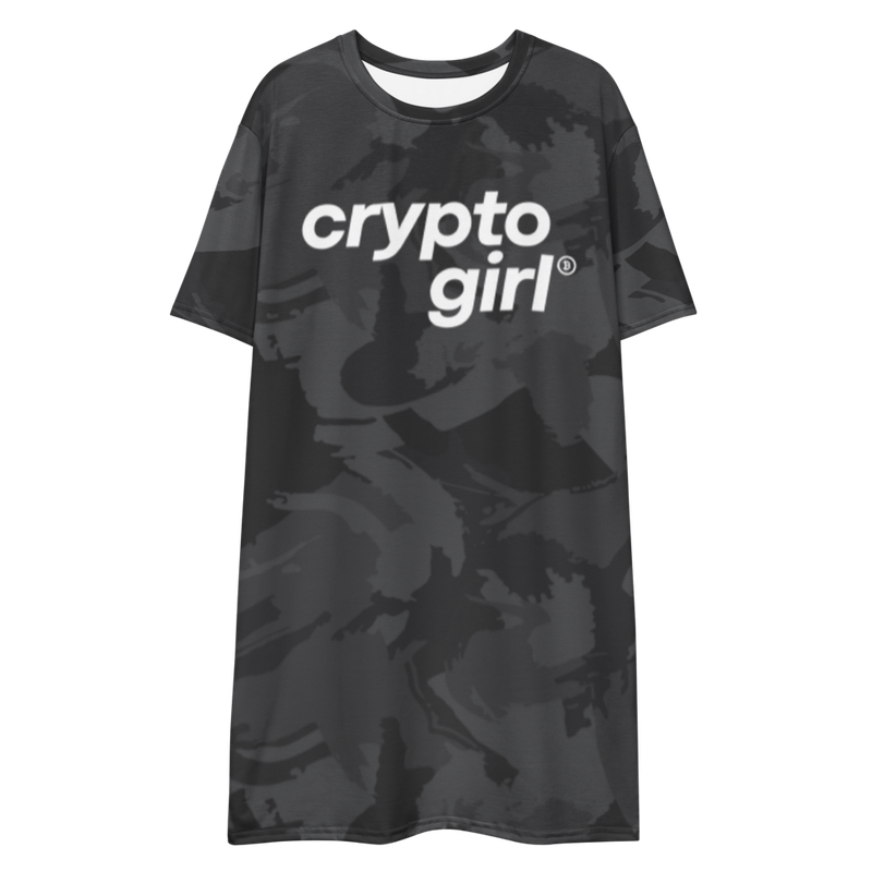 all over print t shirt dress white front 625366b9cee25 - Crypto Girl x Astronaut Riding Whale T-Shirt Dress