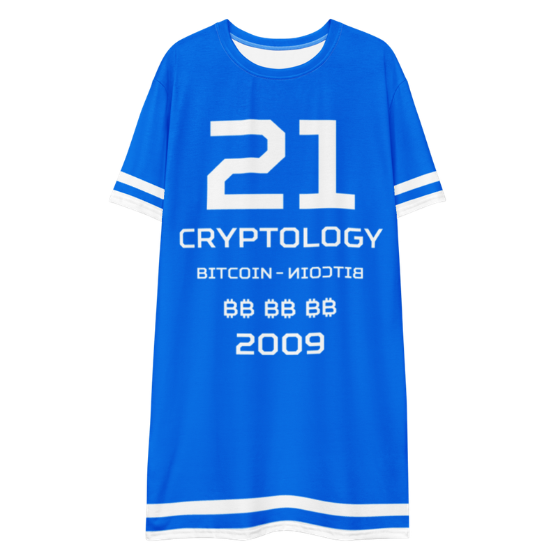 Bitcoin x Cryptology Blue T-Shirt Dress