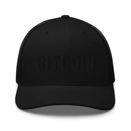 Bitcoin 3D Text Logo Trucker Cap