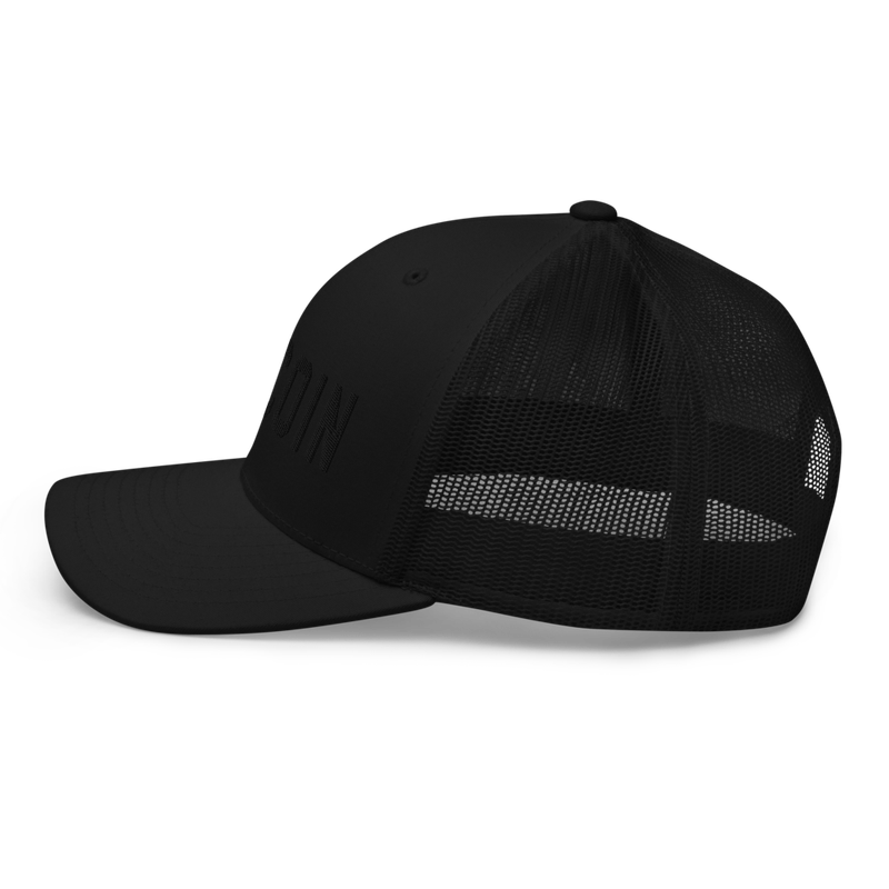 Bitcoin 3D Text Logo Trucker Cap