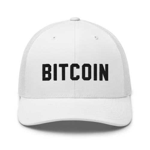 Bitcoin 3D Text Logo Trucker Cap