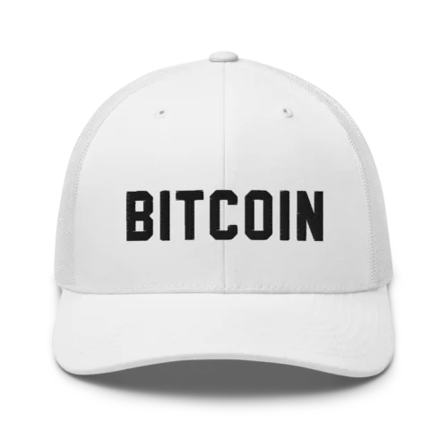 Bitcoin 3D Text Logo Trucker Cap