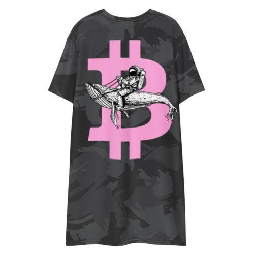 Crypto Girl x Astronaut Riding Whale T-Shirt Dress