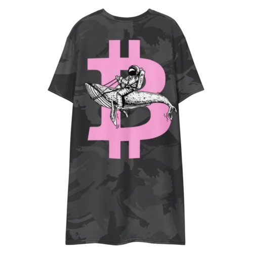 Crypto Girl x Astronaut Riding Whale T-Shirt Dress