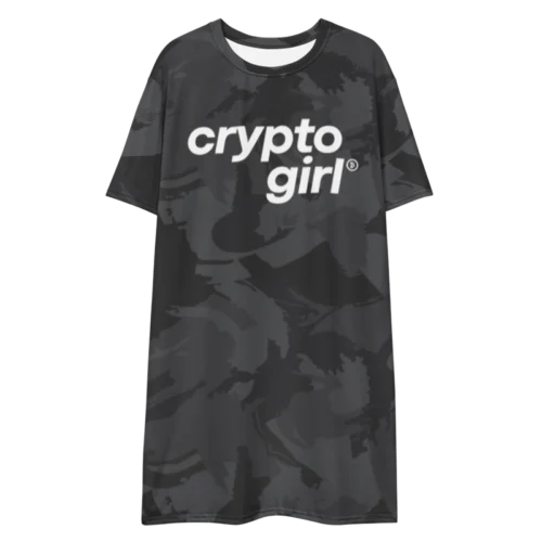 Crypto Girl x Astronaut Riding Whale T-Shirt Dress