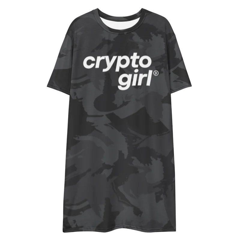 Crypto Girl x Astronaut Riding Whale T-Shirt Dress