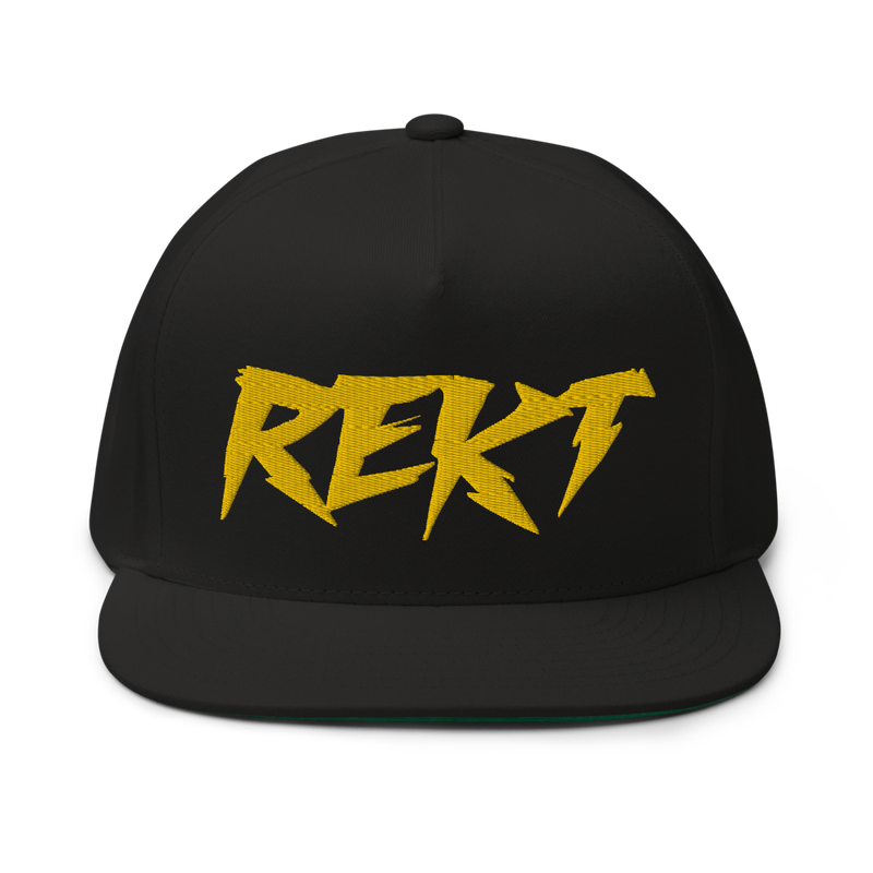flat bill cap black front 624849c43b11f - REKT Snapback Hat