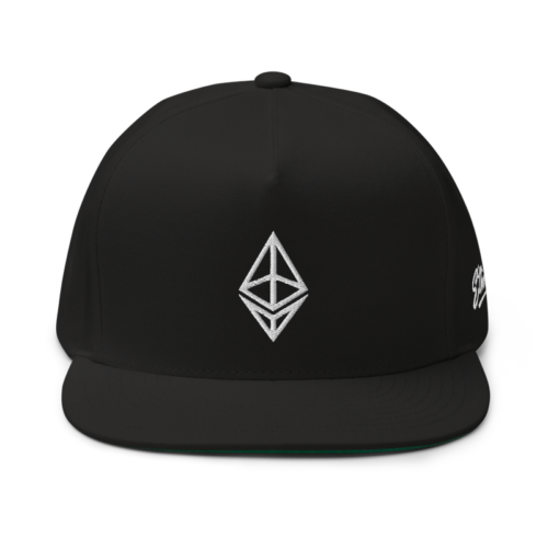 flat bill cap black front 625f030b1f558 - Ethereum Outline Logo Snapback Hat