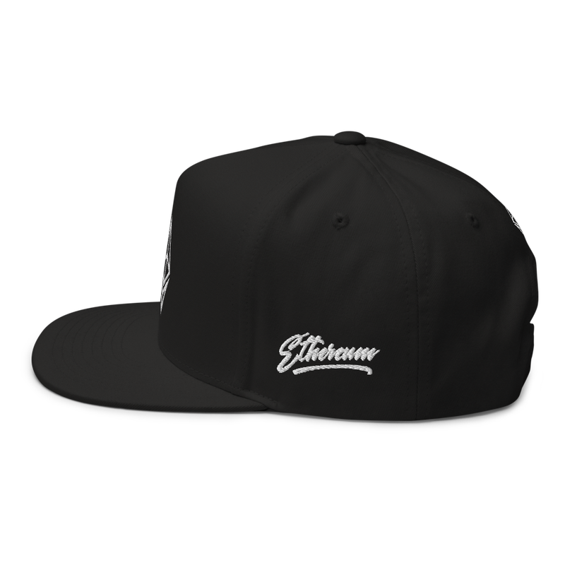 flat bill cap black left side 625f030b1fe70 - Ethereum Outline Logo Snapback Hat