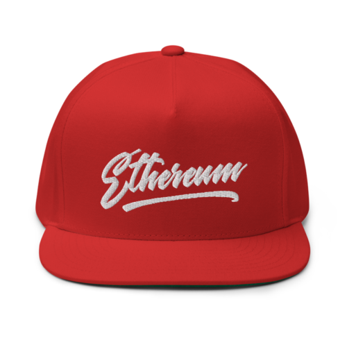flat bill cap red front 6253fb7ceab20 - Ethereum Calligraphy Logo Snapback Hat