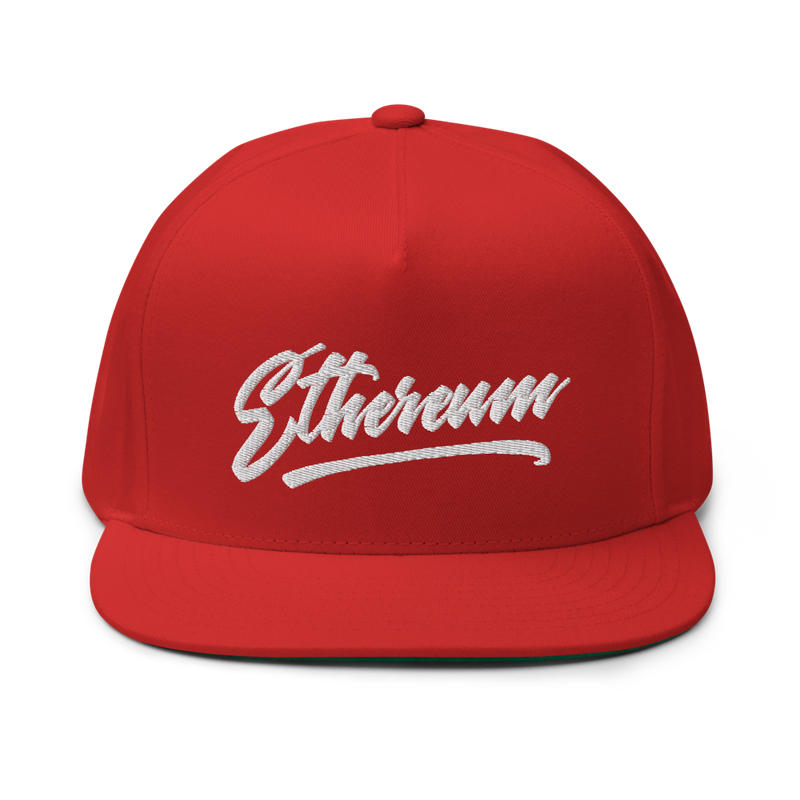 flat bill cap red front 6253fb7ceab20 - Ethereum Calligraphy Logo Snapback Hat