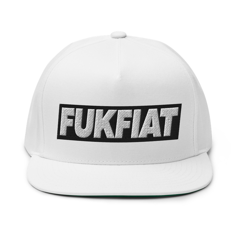 flat bill cap white front 626d6ed83d1aa - FUKFIAT Cryptocurrency 3D Snapback Hat