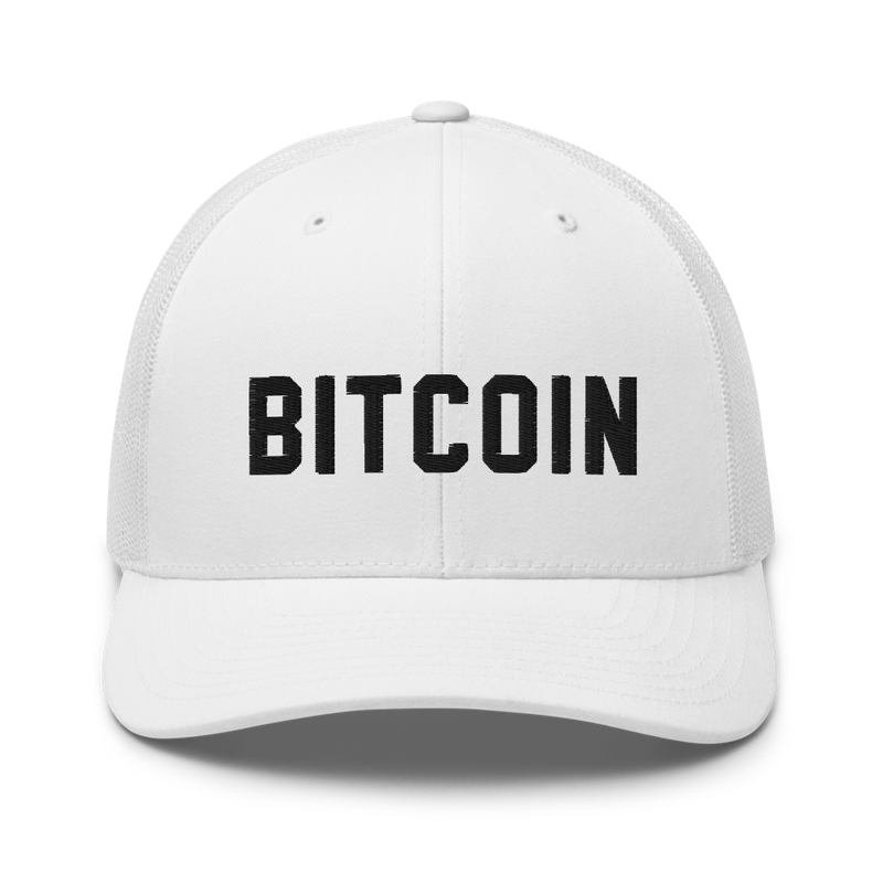 Bitcoin 3D Text Logo Trucker Cap