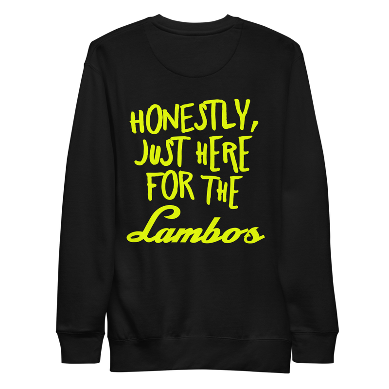 unisex premium sweatshirt black back 625073855e0c1 - Crypto Goodies Here for the Lambos Sweatshirt