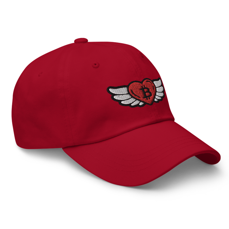 classic dad hat cranberry right front 628141ad13230 - Bitcoin Heart x Angel Wings Baseball Cap