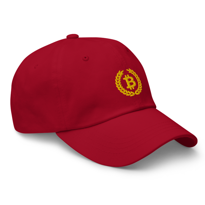 classic dad hat cranberry right front 6281426a42cfa - Bitcoin Laurel Leaves Logo Baseball Cap