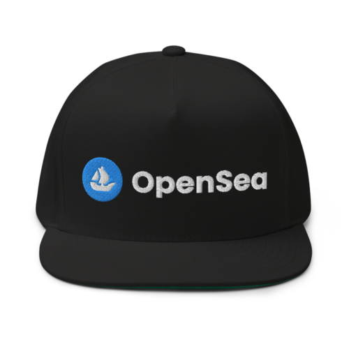 flat bill cap black front 6276b307a547e - OpenSea Logo Snapback Hat
