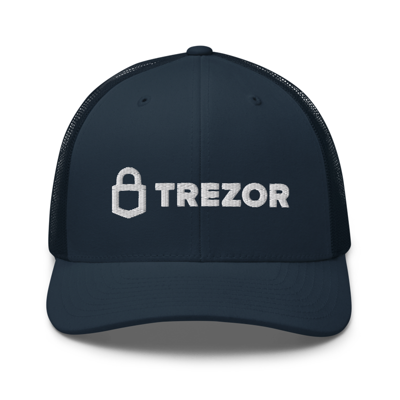 retro trucker hat navy front 627d627962db4 - Trezor Trucker Cap