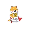 Shiba Inu Riding Rocket Sticker
