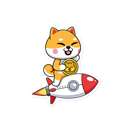 Shiba Inu Riding Rocket Sticker