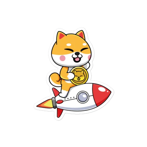 Shiba Inu Riding Rocket Sticker
