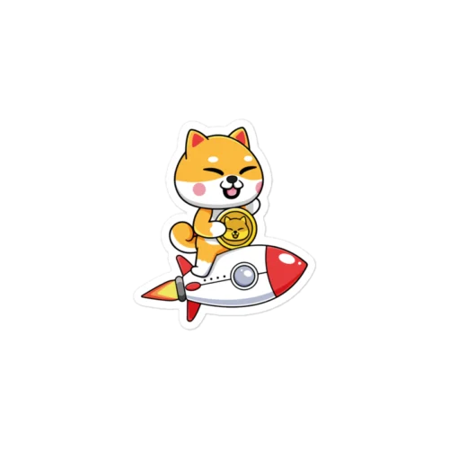 Shiba Inu Riding Rocket Sticker