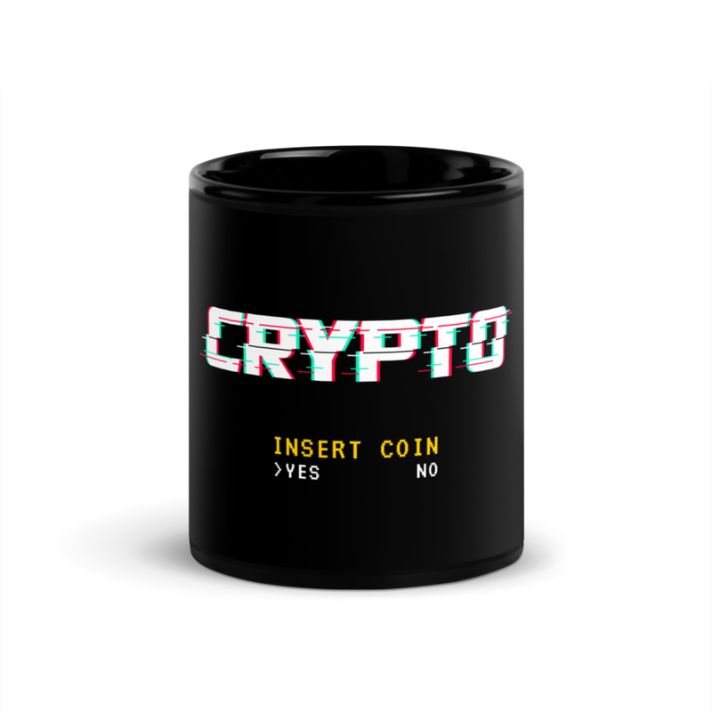 Crypto: Insert Coin Black Glossy Mug