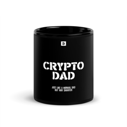 black glossy mug black 11oz front 62ba220b3efd0 - Crypto Dad Black Glossy Mug