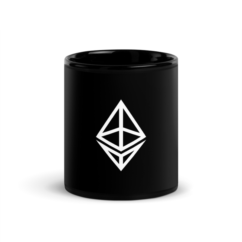 Ethereum Outline Logo Black Glossy Mug