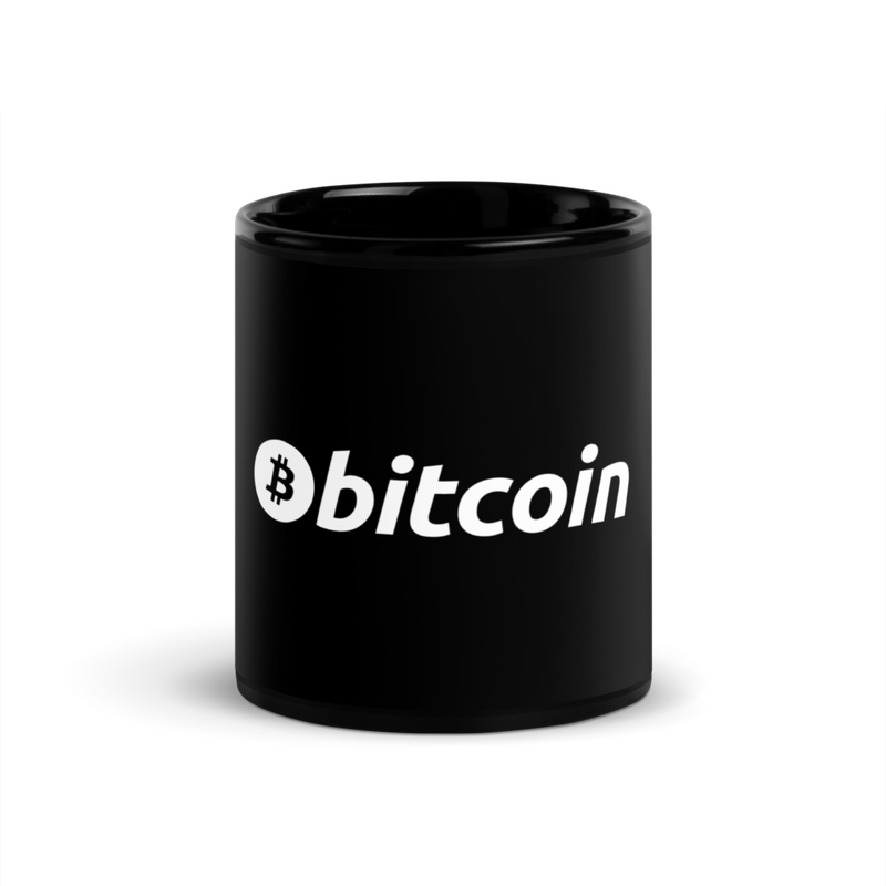 Bitcoin White Logo Black Glossy Mug