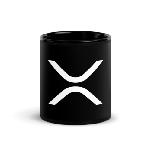 black glossy mug black 11oz front 62ba2bca22f3d - XRP White Logo Black Glossy Mug