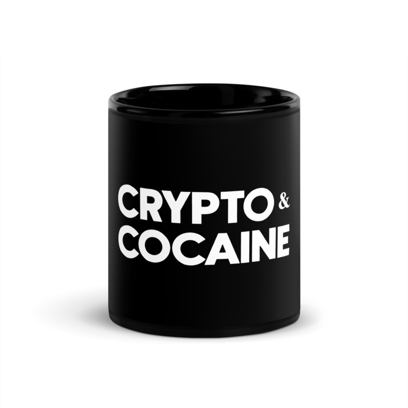 black glossy mug black 11oz front 62ba30845938e - Crypto & Cocaine Black Glossy Mug