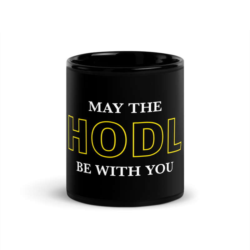 May the HODL Be With You Black Glossy Mug
