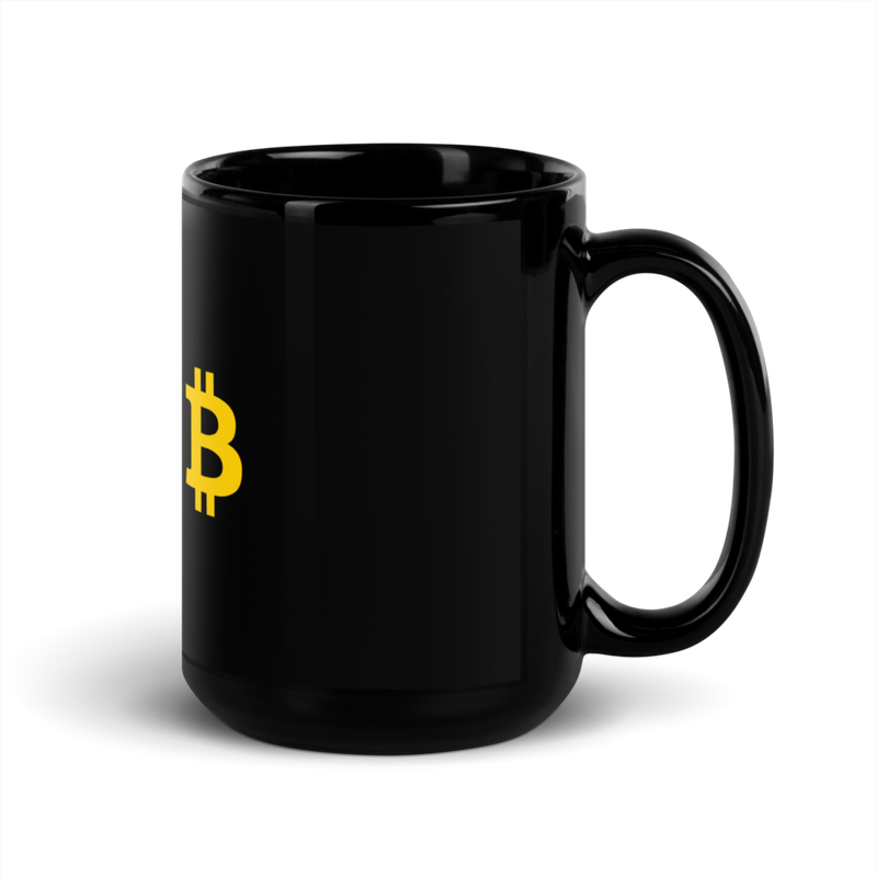 black glossy mug black 15oz handle on right 62ba294b7e652 - Bitcoin: Plan B Black Glossy Mug