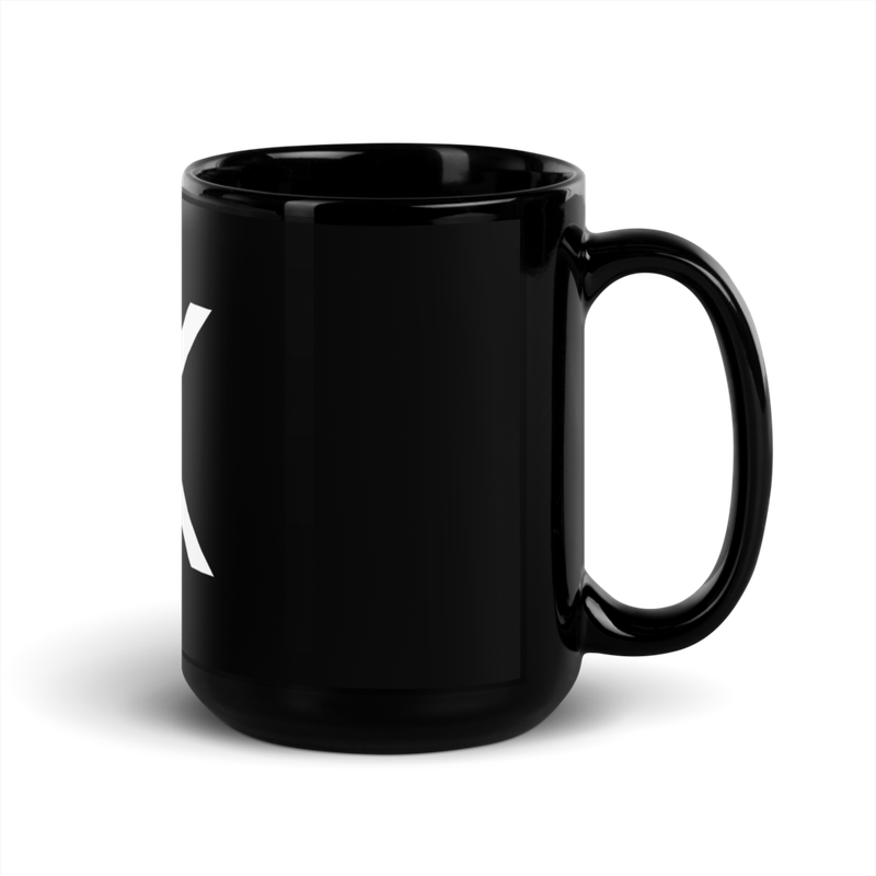 black glossy mug black 15oz handle on right 62ba2bca230a3 - XRP White Logo Black Glossy Mug