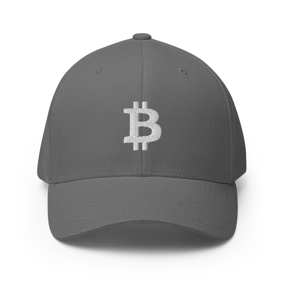 closed back structured cap grey front 62b48ccc6fef0 - Bitcoin Logo Grey Closed-Back Cap