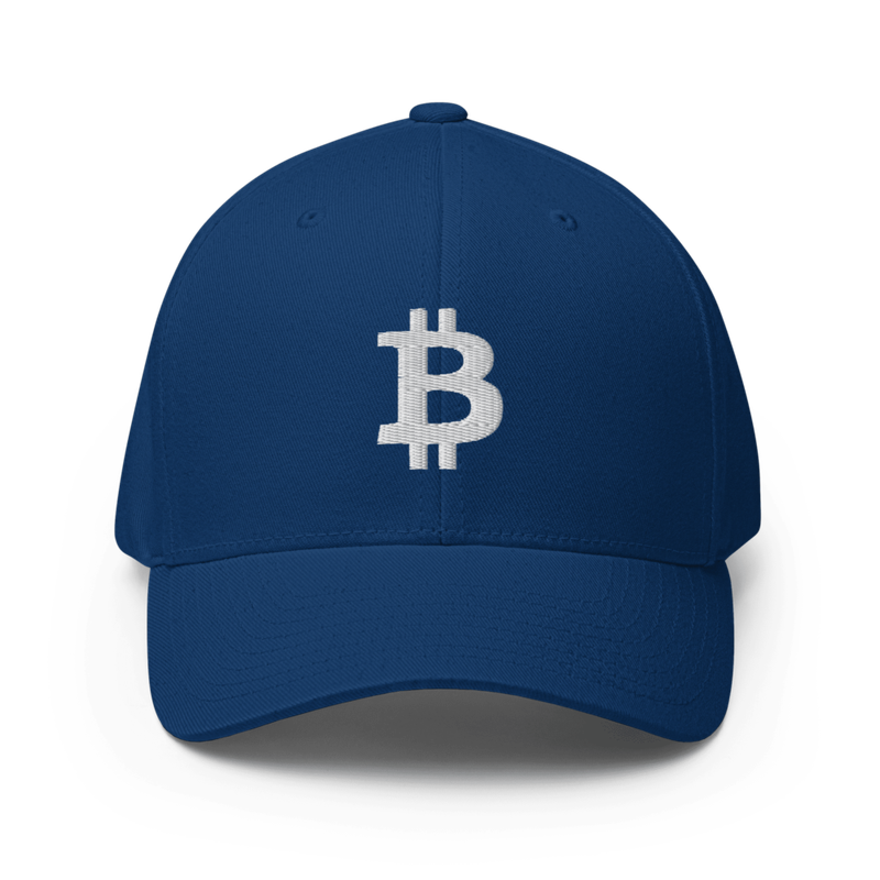 closed back structured cap royal blue front 62b48b6857940 - Bitcoin Flexfit Baseball Cap